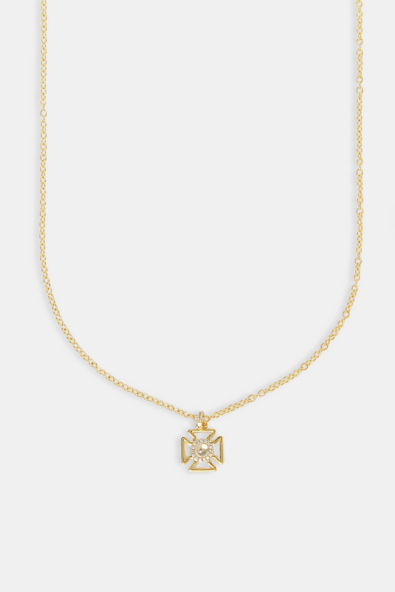 Micro Iced Outline Motif Necklace - 12mm - Gold
